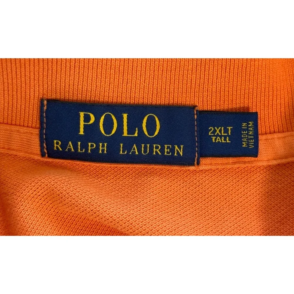 Polo Ralph Lauren Polo Shirt Mens 2XLT Tall Orange Short Sleeve Pony Logo